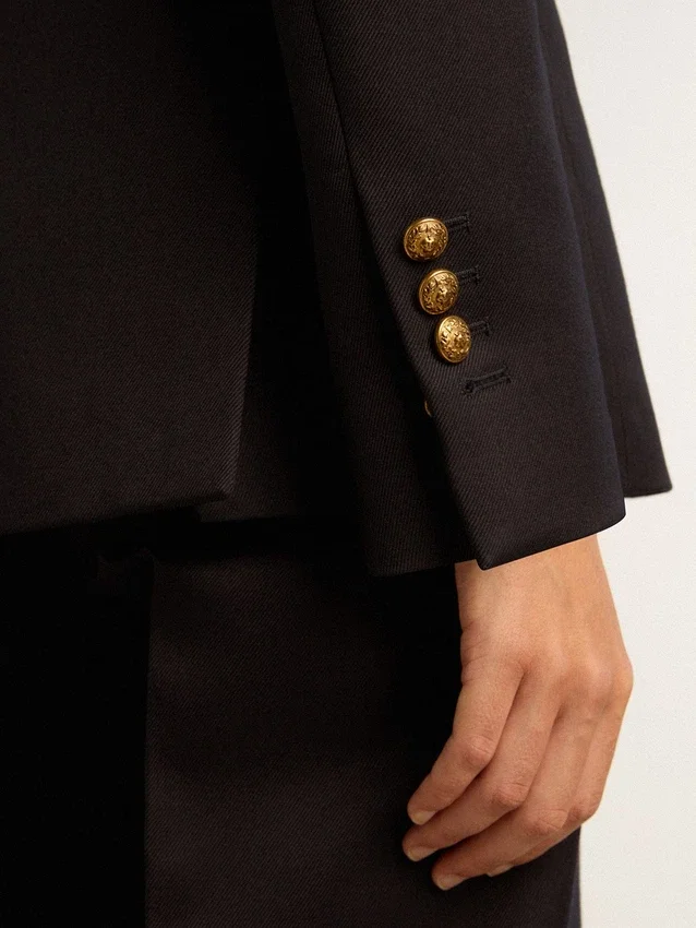 Dunkelblauer Zweireiher-Blazer für Damen