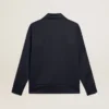 Dunkelblaues Sweatshirt mit Reissverschluss, weissem Streifen und kontrastierenden Sternen
