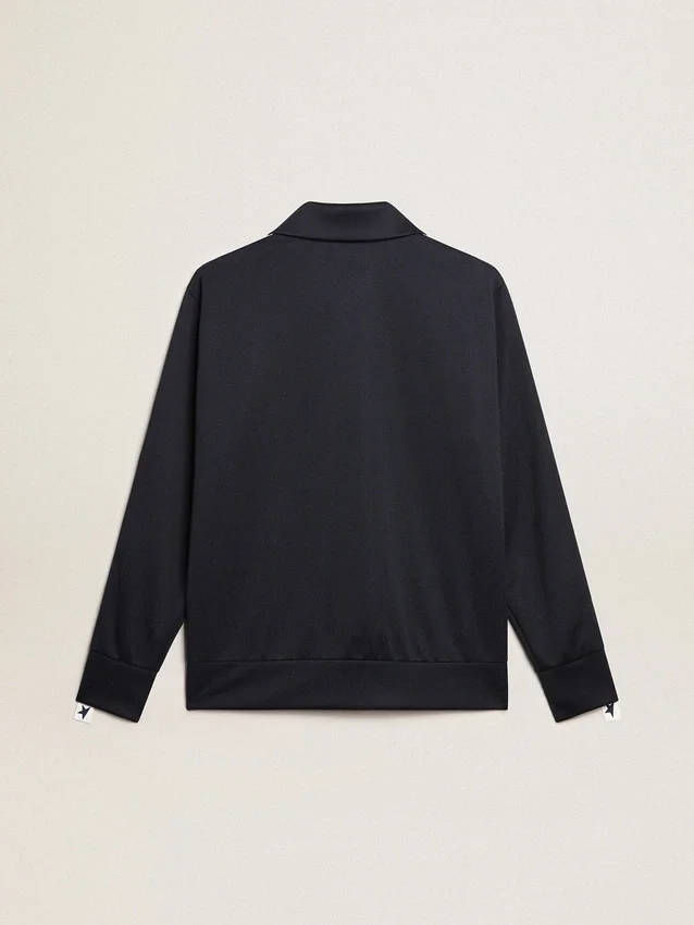 Dunkelblaues Sweatshirt mit weissem Streifen und kontrastierenden blauen Sternen