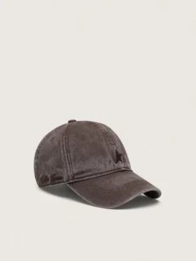 Dunkelbraune Baseballkappe mit Ton-in-Ton gesticktem Stern