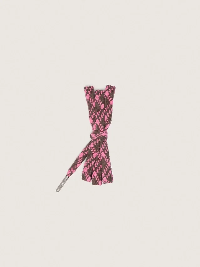 Dunkelbraune und rosa Tartan-Schnürsenkel