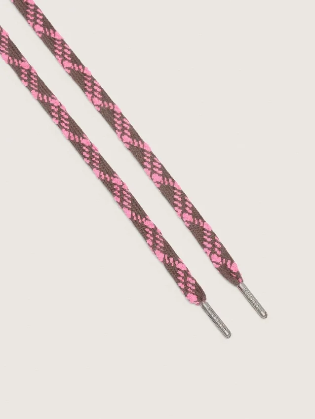 Dunkelbraune und rosa Tartan-Schnürsenkel