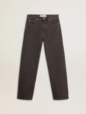 Dunkelgraue Herrenjeans aus Denim mit Twist-Crease-Waschung