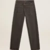Dunkelgraue Herrenjeans aus Denim mit Twist-Crease-Waschung