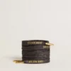 Dunkelgraue Lurex-Schnürsenkel mit kontrastierendem goldenem Logo