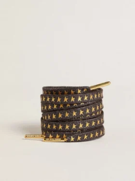 Dunkelgraue Lurex-Schnürsenkel mit kontrastierenden goldenen Sternen