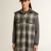 Dunkelgraues Hemdkleid aus Wollmischung für Damen