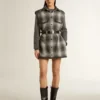 Dunkelgraues Hemdkleid aus Wollmischung für Damen