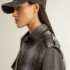 Dunkelgraues Hemdkleid aus Wollmischung für Damen