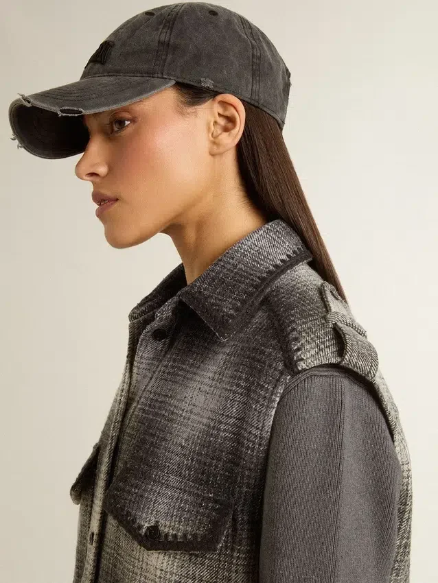 Dunkelgraues Hemdkleid aus Wollmischung für Damen