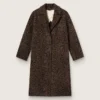 Einreihiger Cocoon-Mantel für Damen aus Wolle mit Jacquard-Motiv