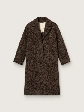 Einreihiger Cocoon-Mantel für Damen aus Wolle mit Jacquard-Motiv
