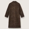 Einreihiger Cocoon-Mantel für Damen aus Wolle mit Jacquard-Motiv