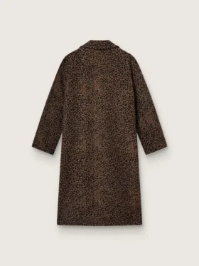 Einreihiger Cocoon-Mantel für Damen aus Wolle mit Jacquard-Motiv