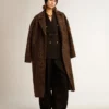 Einreihiger Cocoon-Mantel für Damen aus Wolle mit Jacquard-Motiv