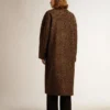 Einreihiger Cocoon-Mantel für Damen aus Wolle mit Jacquard-Motiv