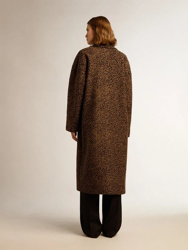 Einreihiger Cocoon-Mantel für Damen aus Wolle mit Jacquard-Motiv