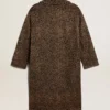 Einreihiger Cocoon-Mantel für Damen aus Wolle mit Jacquard-Motiv