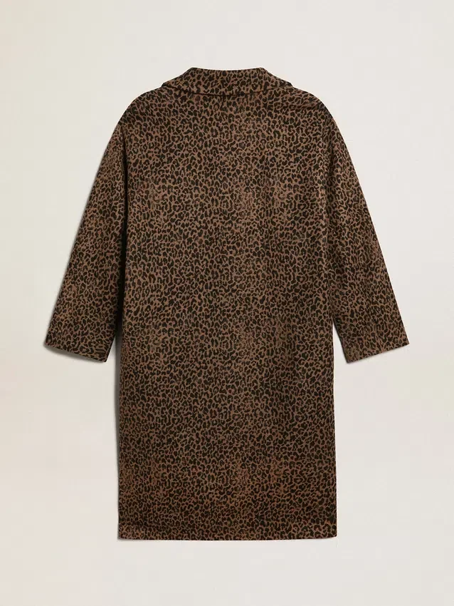 Einreihiger Cocoon-Mantel für Damen aus Wolle mit Jacquard-Motiv