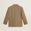 Einreihiger Damen-Blazer in sandfarbenem Fischgrätenmuster