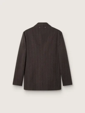 Einreihiger Herren-Blazer aus dunkelbrauner Wolle mit feinem Streifenmuster