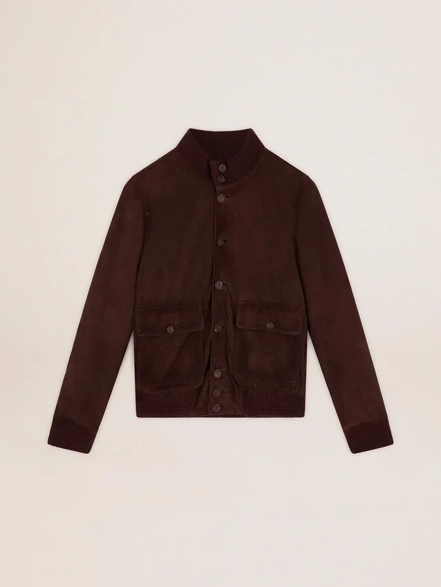 Flightjacke aus der Golden Collection aus dunkelbraunem Wildleder