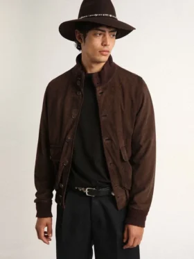 Flightjacke aus der Golden Collection aus dunkelbraunem Wildleder