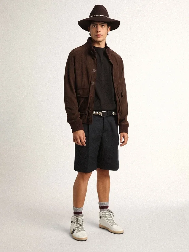 Flightjacke aus der Golden Collection aus dunkelbraunem Wildleder