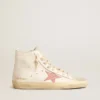 Francy aus cremefarbenem Nappa mit rosa Stern aus Leder mit Krokodil-Print