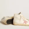 Francy aus cremefarbenem Nappa mit rosa Stern aus Leder mit Krokodil-Print