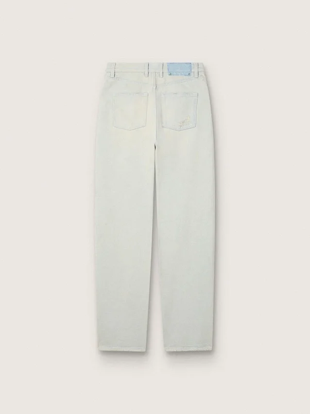 Gebleichte Damenjeans mit Cabochon-Kristallen