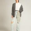 Gebleichte Damenjeans mit Cabochon-Kristallen