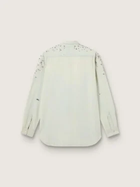 Gebleichtes Boyfriend-Hemd für Damen mit Cabochon-Kristallen
