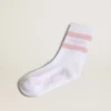 Gerippte Socken mit rosa Streifen und Logo