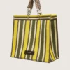 Gestreifte Spiaggina-Tasche in Gelb, Grün und Braun