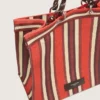 Gestreifte Spiaggina-Tasche in Rot, Creme und Burgunderrot