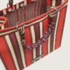 Gestreifte Spiaggina-Tasche in Rot, Creme und Burgunderrot