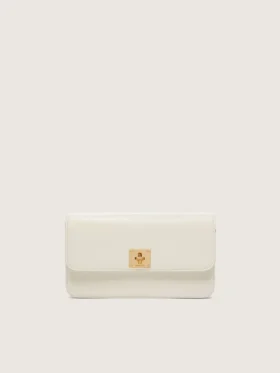 Gioia-Tasche aus butterfarbenem, genarbtem Leder mit goldenen Details
