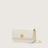 Gioia-Tasche aus butterfarbenem, genarbtem Leder mit goldenen Details