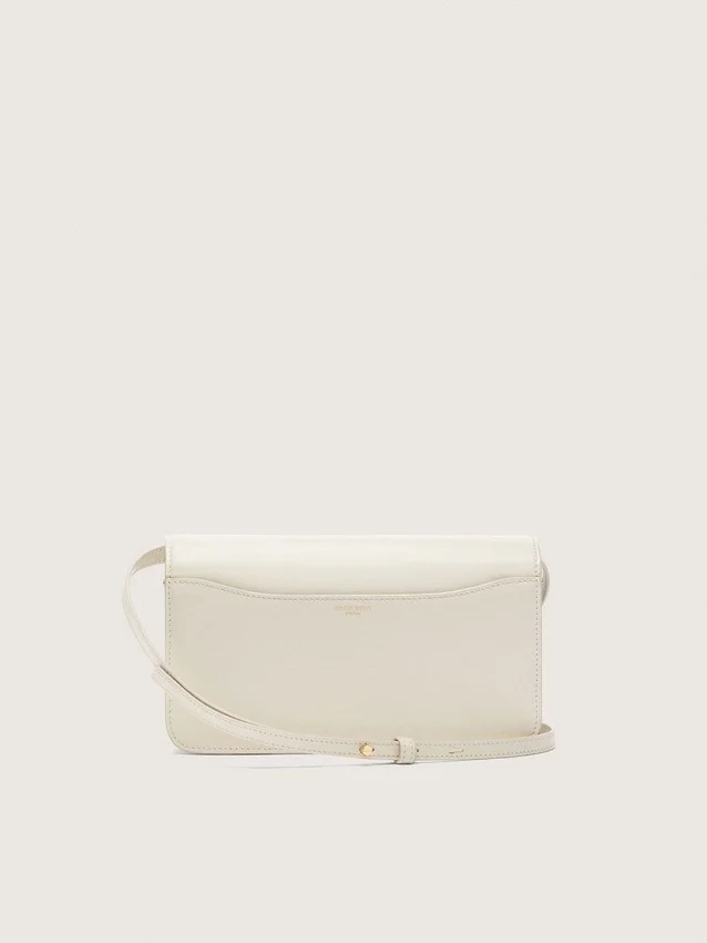 Gioia-Tasche aus butterfarbenem, genarbtem Leder mit goldenen Details