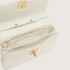 Gioia-Tasche aus butterfarbenem, genarbtem Leder mit goldenen Details