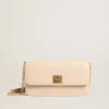 Gioia-Tasche aus hellrosa genarbtem Leder mit goldenen Details