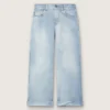 Goldene Bootcut-Jeans für Mädchen aus hellblauem Denim mit gesticktem Logo