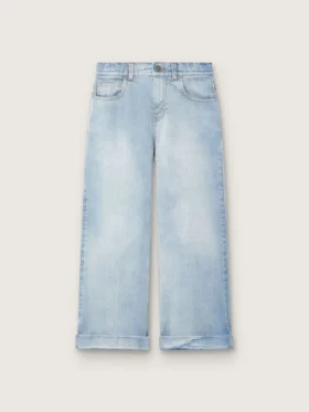 Goldene Bootcut-Jeans für Mädchen aus hellblauem Denim mit gesticktem Logo