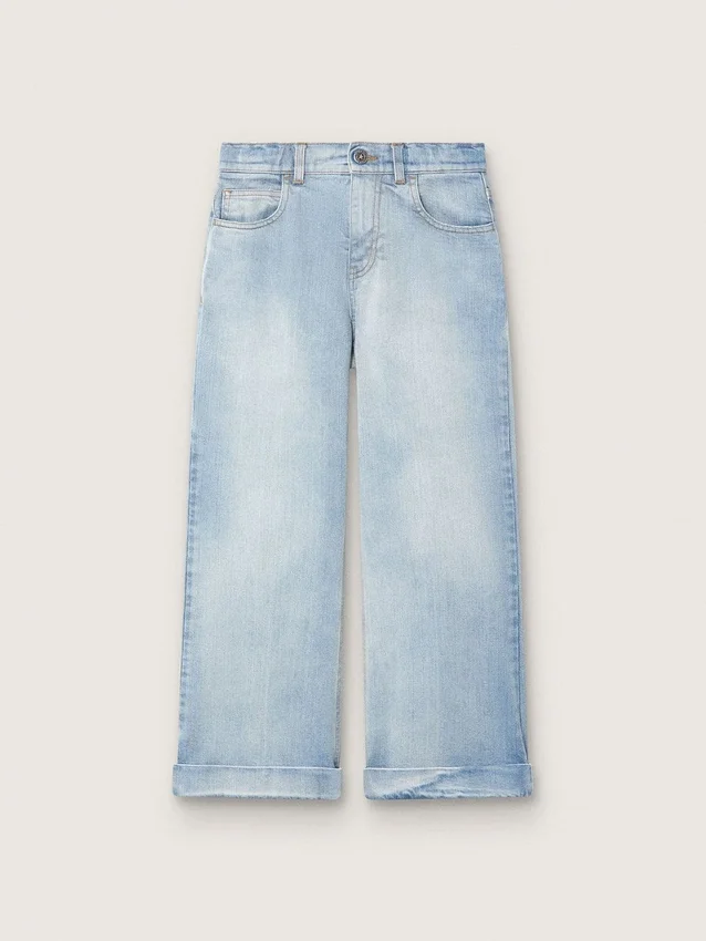 Goldene Bootcut-Jeans für Mädchen aus hellblauem Denim mit gesticktem Logo