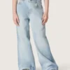 Goldene Bootcut-Jeans für Mädchen aus hellblauem Denim mit gesticktem Logo