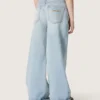 Goldene Bootcut-Jeans für Mädchen aus hellblauem Denim mit gesticktem Logo
