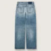 Goldene Boyfriend-Jeans für Damen aus hellblauem, stonewashed Denim