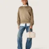 Goldene Boyfriend-Jeans für Damen aus hellblauem, stonewashed Denim