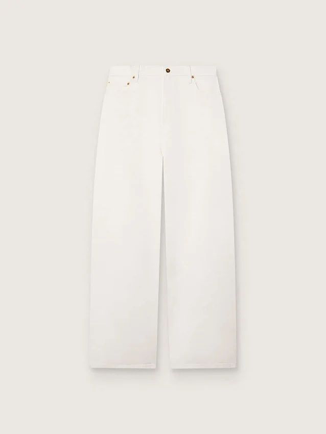 Goldene Boyfriend-Jeans für Damen aus optisch weissem Bull-Denim